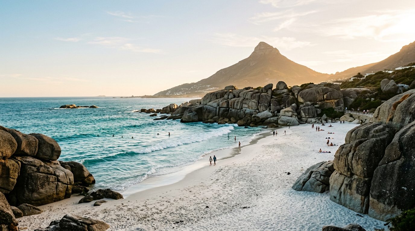 Clifton 4th Beach between granite boulders